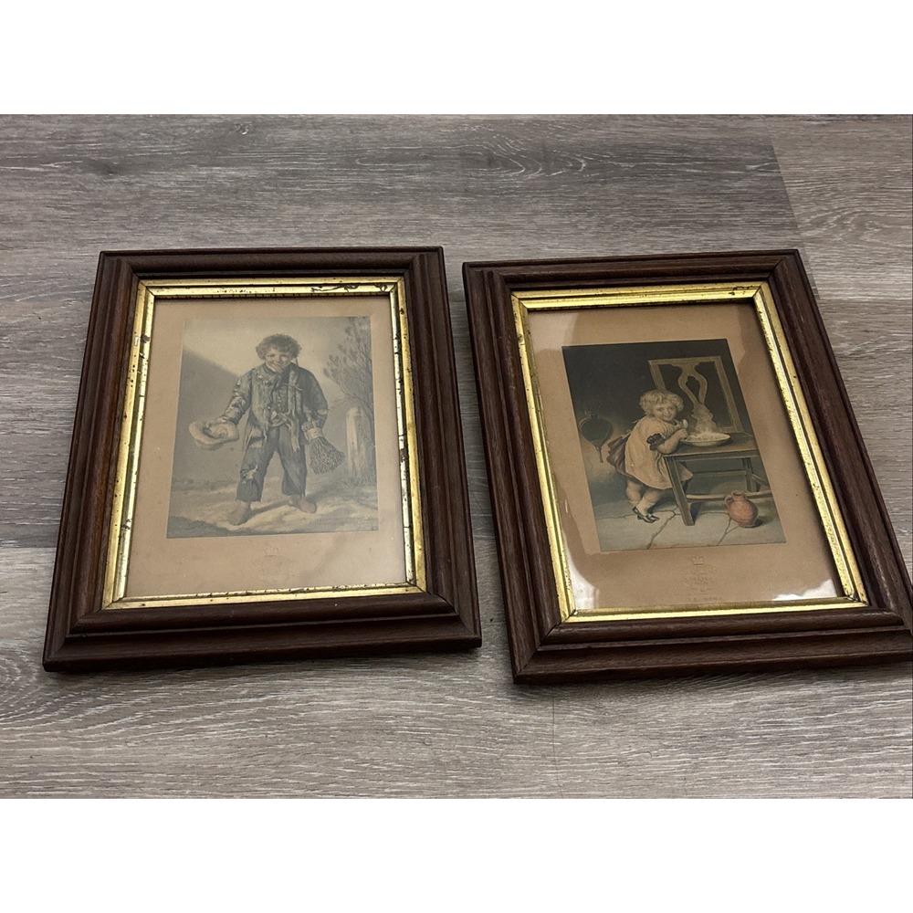 Antique 1853 George Baxter Prints Copper Your Honour & So Nice Victorian Era Art